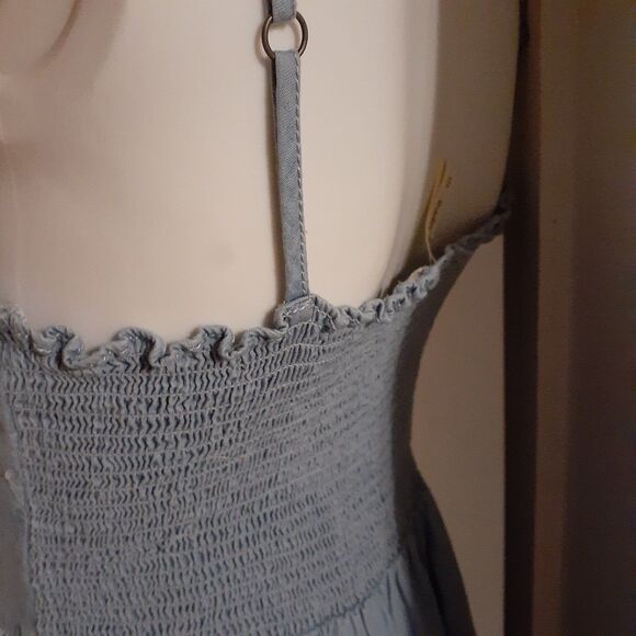 japna Blue cotton denim sundress summer mini dress button down front small xs s - Picture 8 of 9